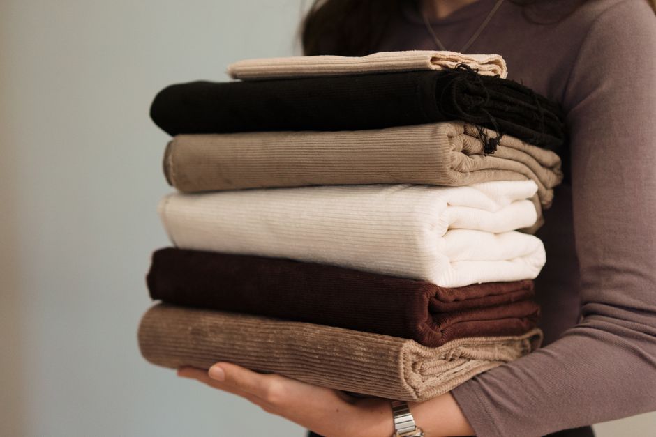 folded textiles shelf