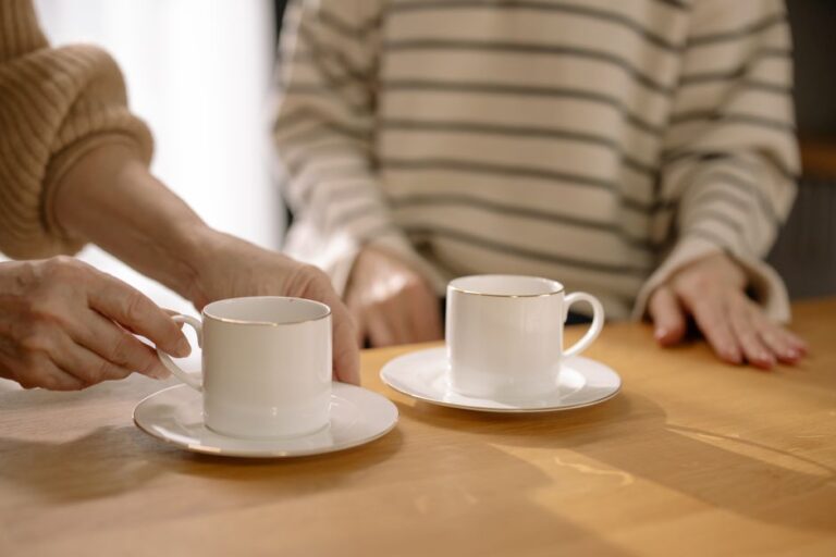 two coffee cups table